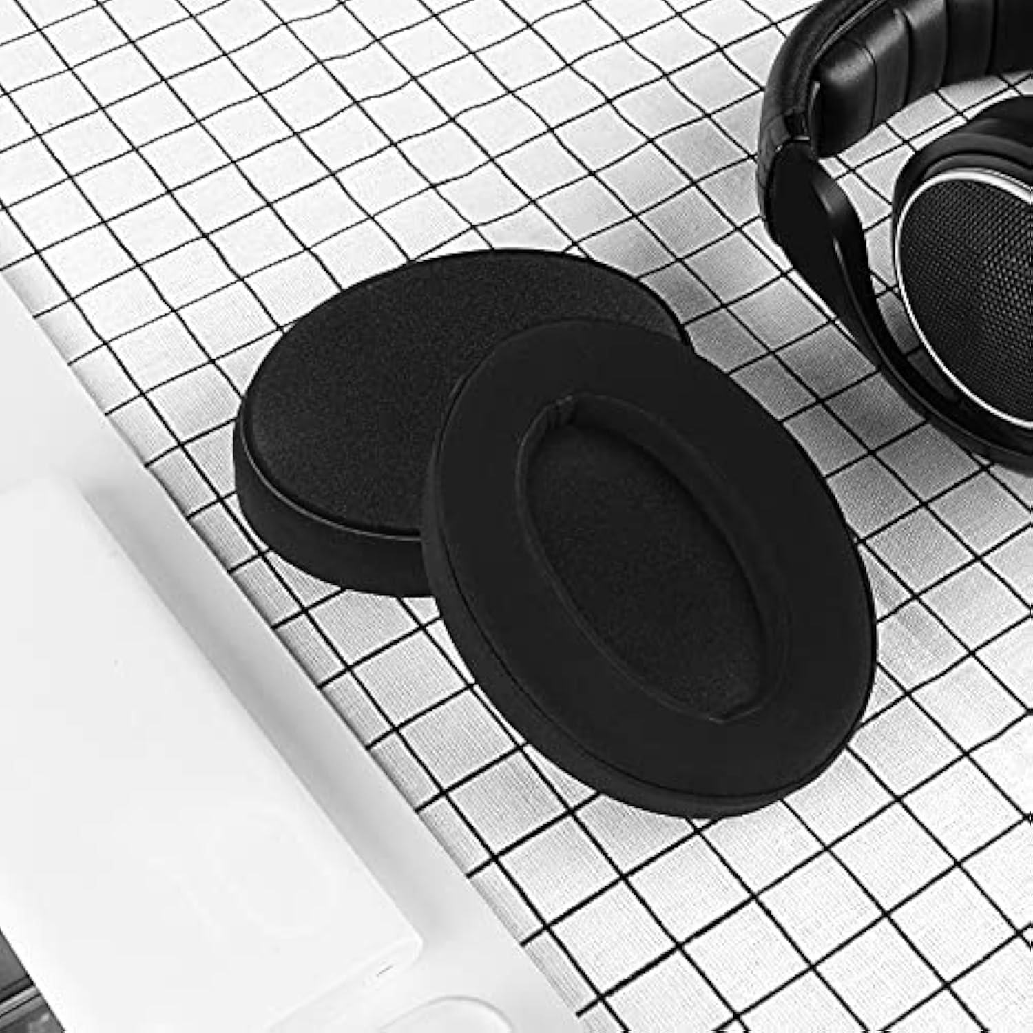 Geekria Comfort Laminated Fabric Replacement Ear Pads for Sennheiser HD 598/ 598SE/ 598CS/ 598SR/ 595/599/ 599SE Headphones, Repair Parts (Black)