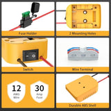 Power Wheels Adapter For Dewalt 20V Battery, Power Wheels Battery Converter Kit With Switch & Fuse & Wire Terminals & 12 Awg Wire For Diy (1-Pack)
