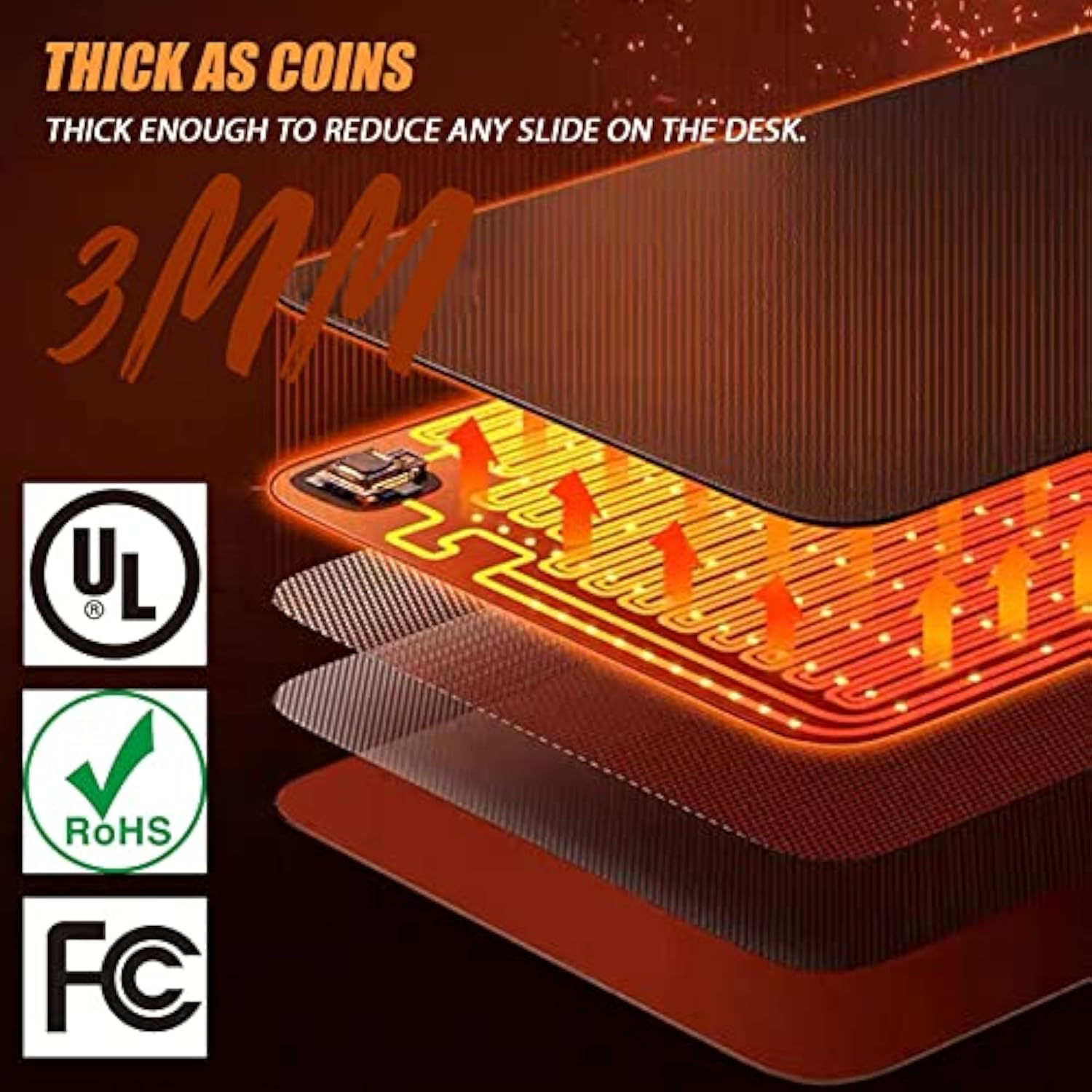 Warm Desk Pad, Heated Mouse Pad, Keyboard Mat, Electric Heating Desk Pad With 5 Heating Levels & 3 Hours Auto Shut-Off, Pu Leather Office Desk Mat, 31.5" X 13" Large (Grey)