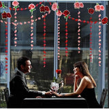 Red Pink Rose Garland Flower Roses Petal Streamer Paper Love Banner For Floral Romantic Wedding Engagement Anniversary Bridal Shower Birthday Hanging Valentines Day Party Decorations 12Pcs