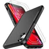 For Iphone Xr Case, [10 Ft Grade Drop Protection] [Non-Slip] [2 Pcs Tempered Glass Screen Protector] Shockproof Airbag Cushion Protective Case For Iphone Xr 6.1” (Black)