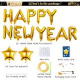 Gold Happy New Year Banner Balloons, 16Inch New Years Eve Party Suppli