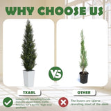 Artificial Cedar Trees 5Ft Tall Artificial Bushes Cypress Shrubs, Fake Evergreen Shrubs With Extra Dense Foliage Realistic Potted & Pebbles Faux Plants For Front Porch Outdoor Christmas Tree