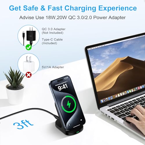 Wireless Charger  Fast Charging Stand for  Galaxy S26 Ultra/S25Ultra/S24FE//Z Fold7 Flip7/S23/S22,iPhone 17 Pro Max/16Plus/15,Pixel