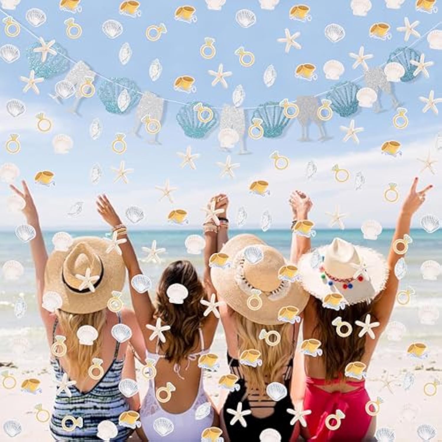 210 Pc Bells & Seashells Confetti Coastal Wedding, Bridal Shower, & Party Decor