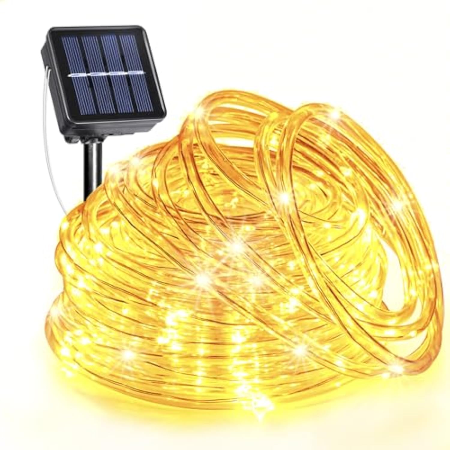 Solar Rope Lights Outdoor Waterproof, 33Ft 135Led Solar String Lights For Outside 8 Modes, Flexible Solar Powered Christmas Light For Pool Trampoline Garden Patio Tree Party Decorations, Warm White