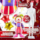 2 Pcs 3D Self Standing Clown Balloons 60 Inch 2 Pcs Star 10 Inch Carnival Party Decorations Circus Clown Aluminum Foil Balloons For Carnival Birthday Themed Parties