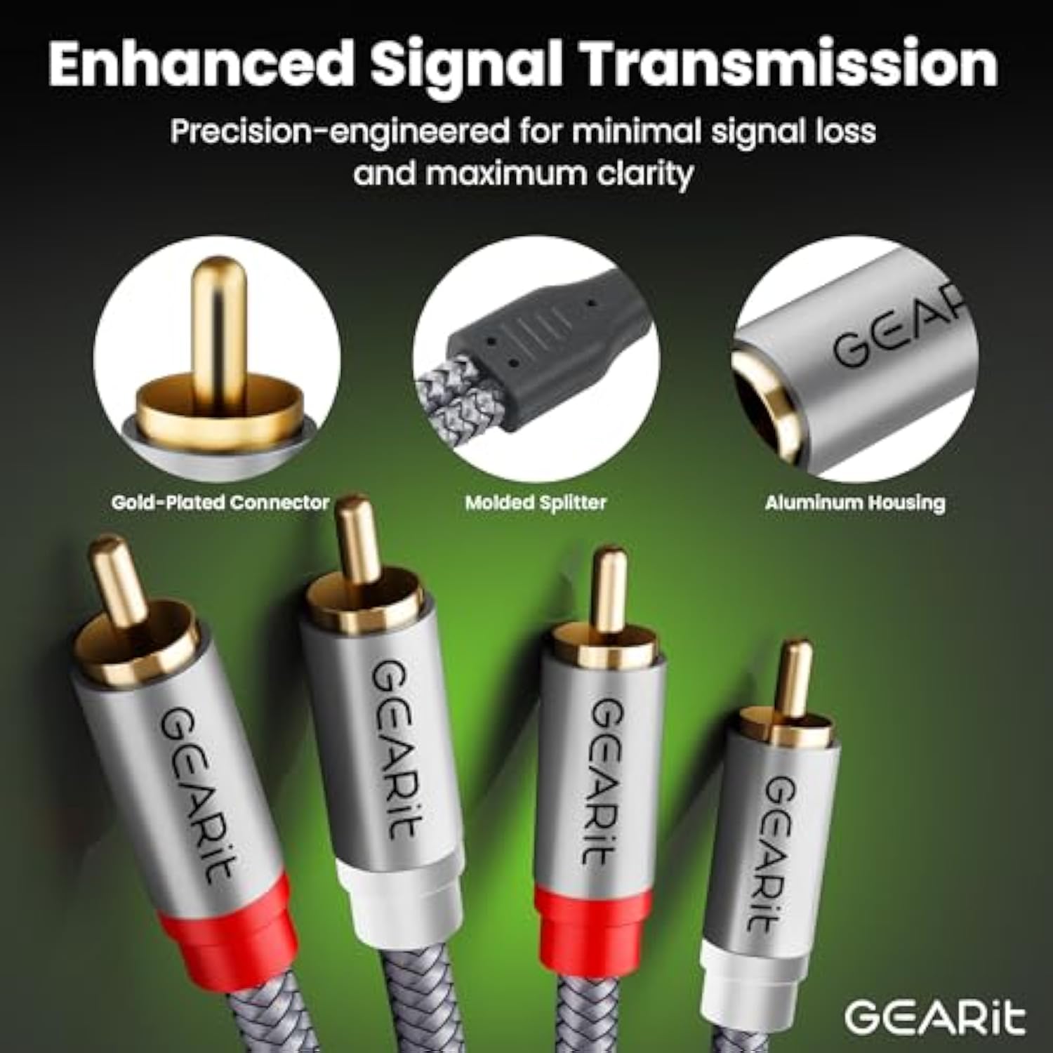 GearIT RCA Cable (3.3FT) 2RCA Male to 2RCA Male Stereo Audio Cables Shielded B