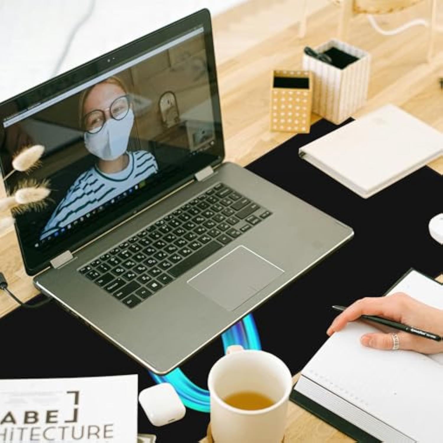 Desk Mat, Colorful Letter J Extended Gaming Mouse Pad Large, 35.4"X15.7" Big Mouse Pad With Non-Slip Base And Stitched Edge, Long Computer Keyboard Mouse Mat For Home Office Work