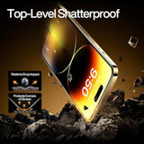 3-Pack Screen Protector For Iphone 14 Pro Max With 3-Pack Camera Lens Protector, Clear 9H Tempered Glass Film, Super Fast Installation (Dust-Free & Bubble-Free), Alignment Tool