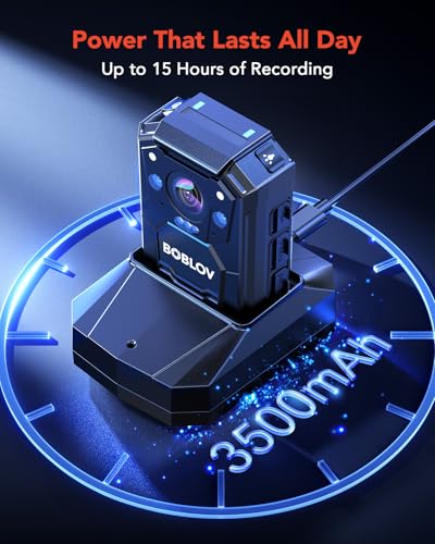 M12 2K Body Camera with Remote, 3500mAh Battery for 15H Recording, GPS Body Worn Camera with Night Vision, 128/256GB Storage for Security Guard,
