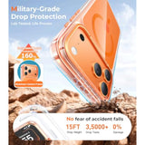 Clear Magnetic Phone Case for iPhone 17 Pro Max with Magsafe and Camera Control, Aluminum Camera Frame, Military Grade Protection, Orange Color