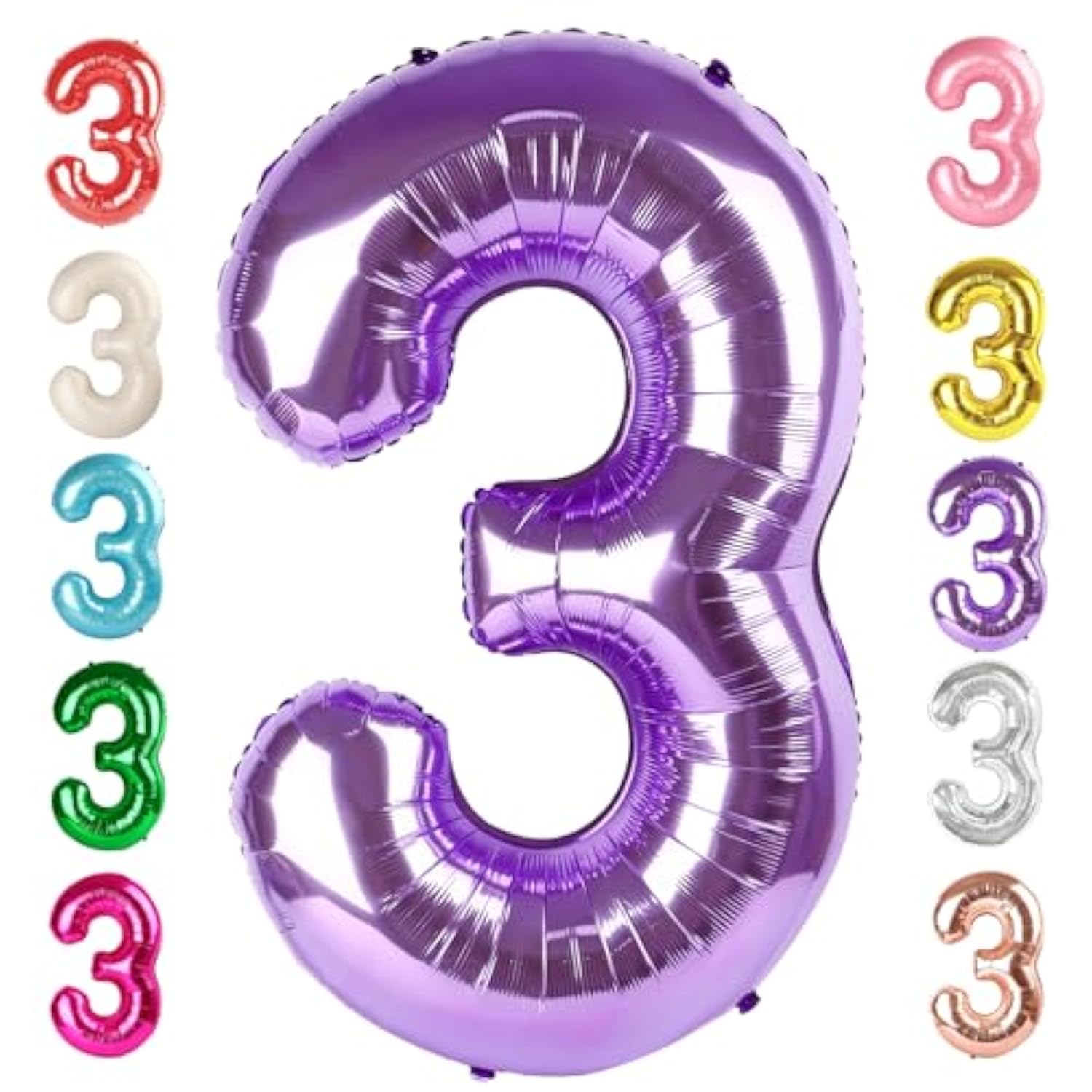 Numbers Balloon 3, 40 Inch Large Purple Balloon For Three Year Old Birthday Decor, 3 13 30 31 Birthday Party Decorations For Wedding Supplies