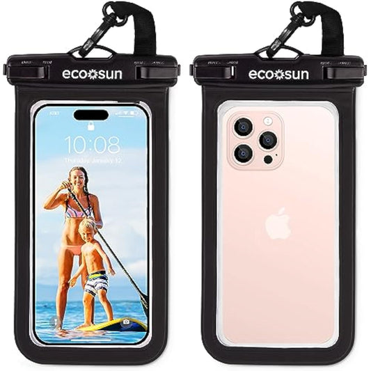 Waterproof Phone Pouch (2-Pack) — Designed In Hawaii — Case Fits All Iphones (Incl. 16 Pro Max), Samsung Galaxy S24 Ultra & More Black/Black