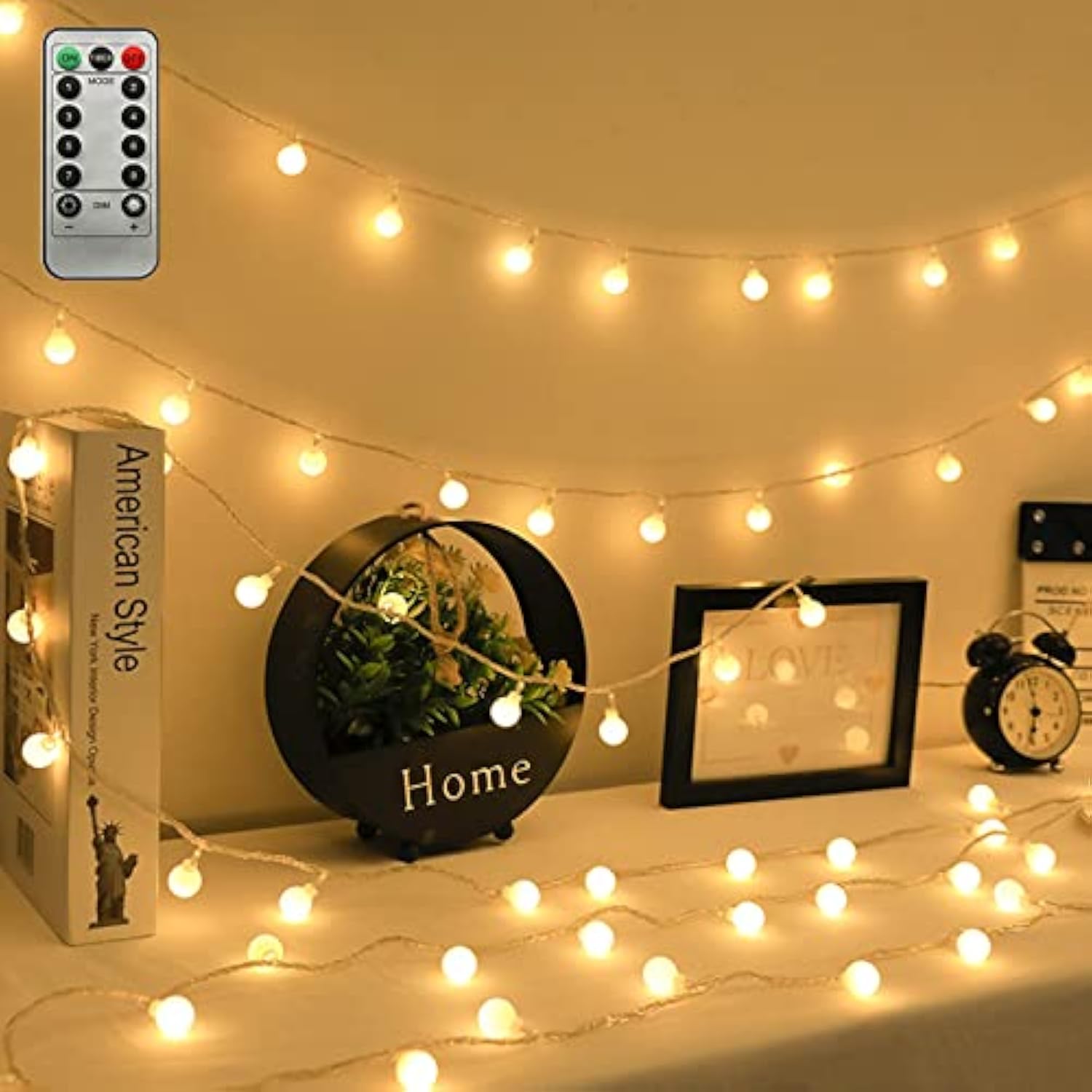 Led Ball String Lights, 19.6Ft 40Leds Globe Waterproof Fairy String Lights With Remote Control Usb Powered, Decorations