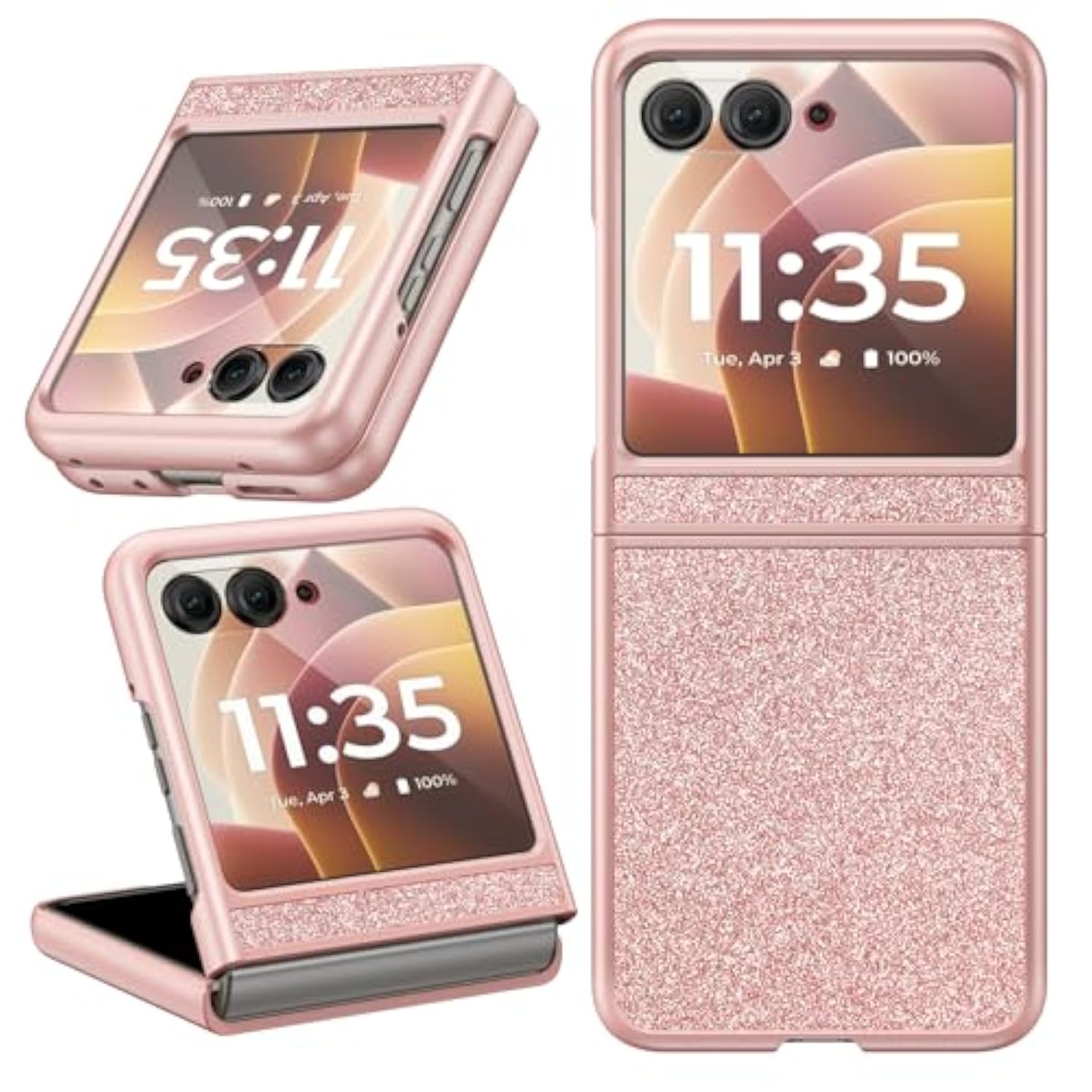 Motorola Razr 2024 Glitter Protective Case Rose Gold