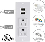 Recessed Power Strip with 2 Outlets and 2 USB Ports for Desk Table Furniture