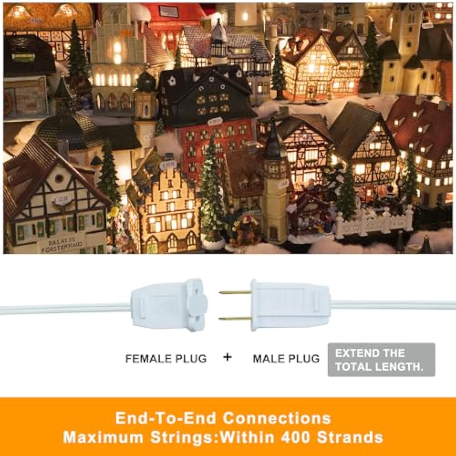 4 Pack Chainable Accessory Cord With C7 Led Light Bulbs, 6 Ft Indoor Blow Mold Light Cord With Male And Female Plugs For