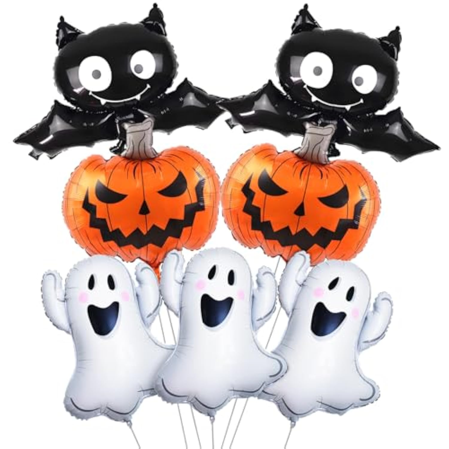 7pcs Halloween Foil Balloons White Ghost Orange Pumpkin Bat Party Decorations Supplies