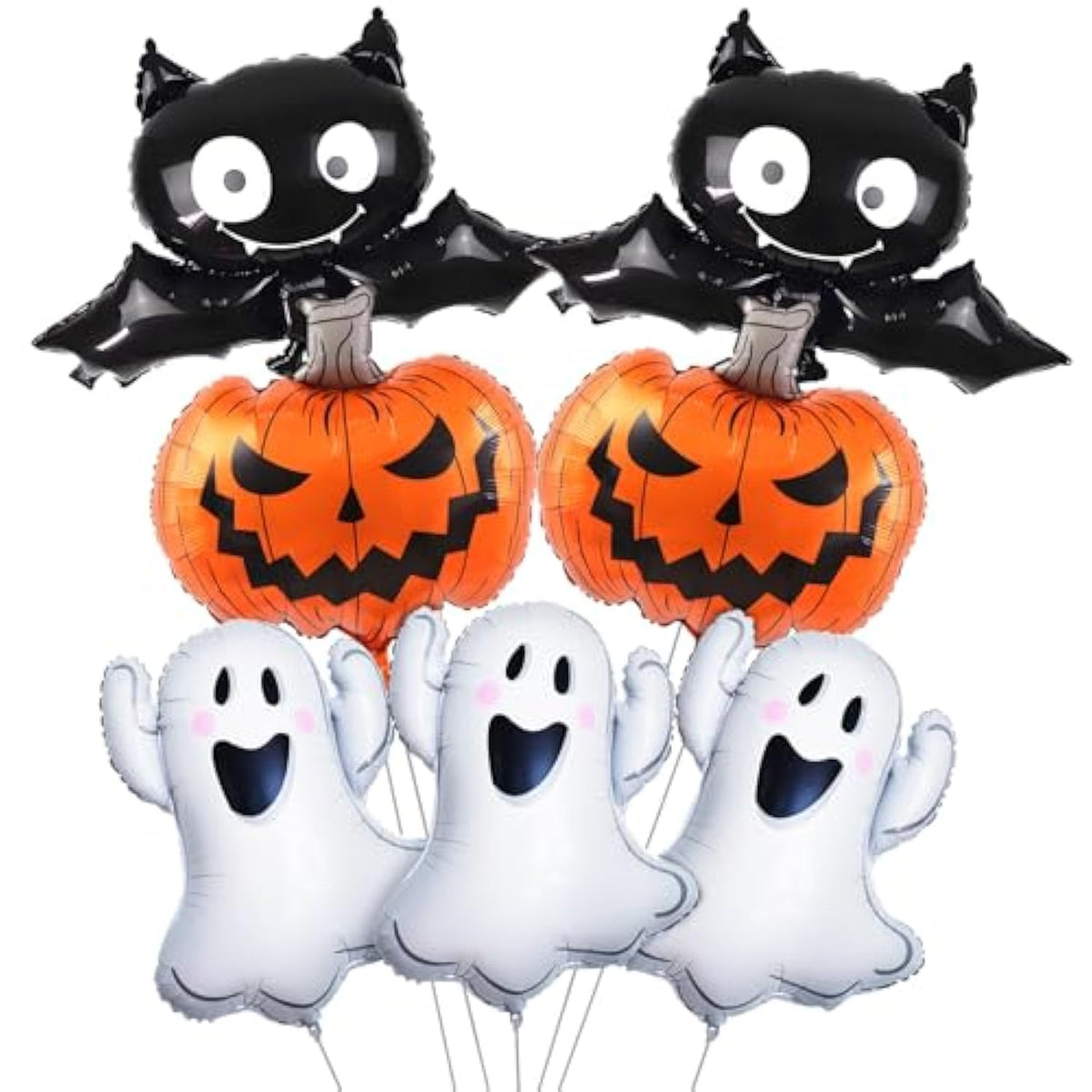 7pcs Halloween Foil Balloons White Ghost Orange Pumpkin Bat Party Decorations Supplies