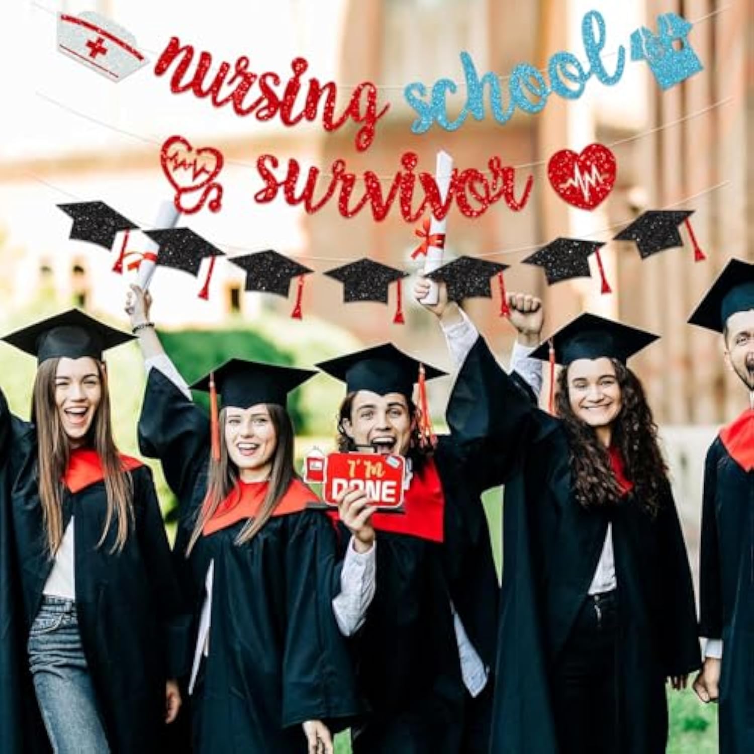 Nursing Graduation Party Supplies Decorations - Class Of 2025 Rn Banner, Glitter Congrats Nurse, Call The Shots Party Decor Garland, School Survivor Favors
