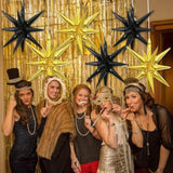 6-Piece Black and Gold Star Foil Balloons 22-Inch for Party Decor