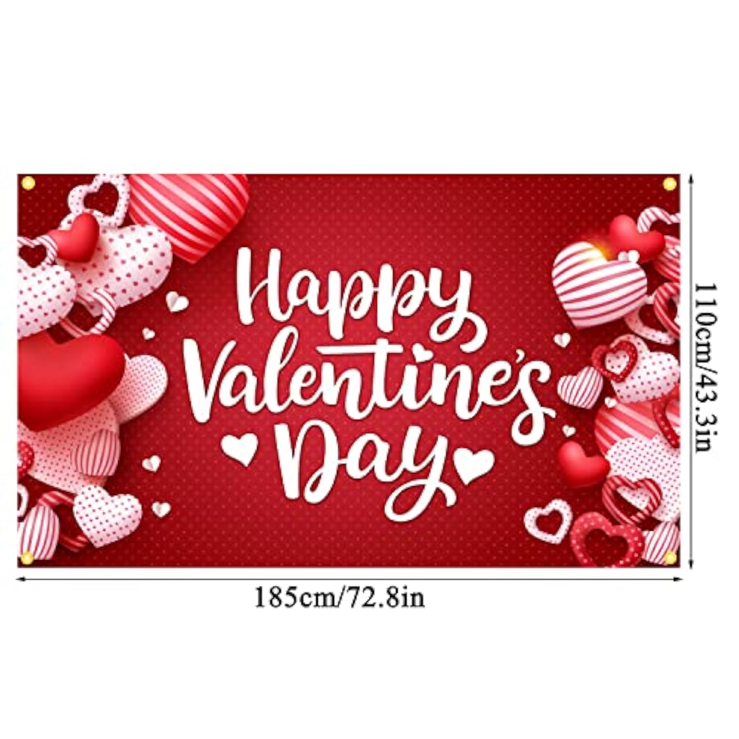 Happy Valentine'S Day Backdrop Banner 73 X 43 Inch Large Size Red Heart Valentine'S Day Background Banner Valentines Day Party Decorations Supplies Valentines Party Photo Booth Prop