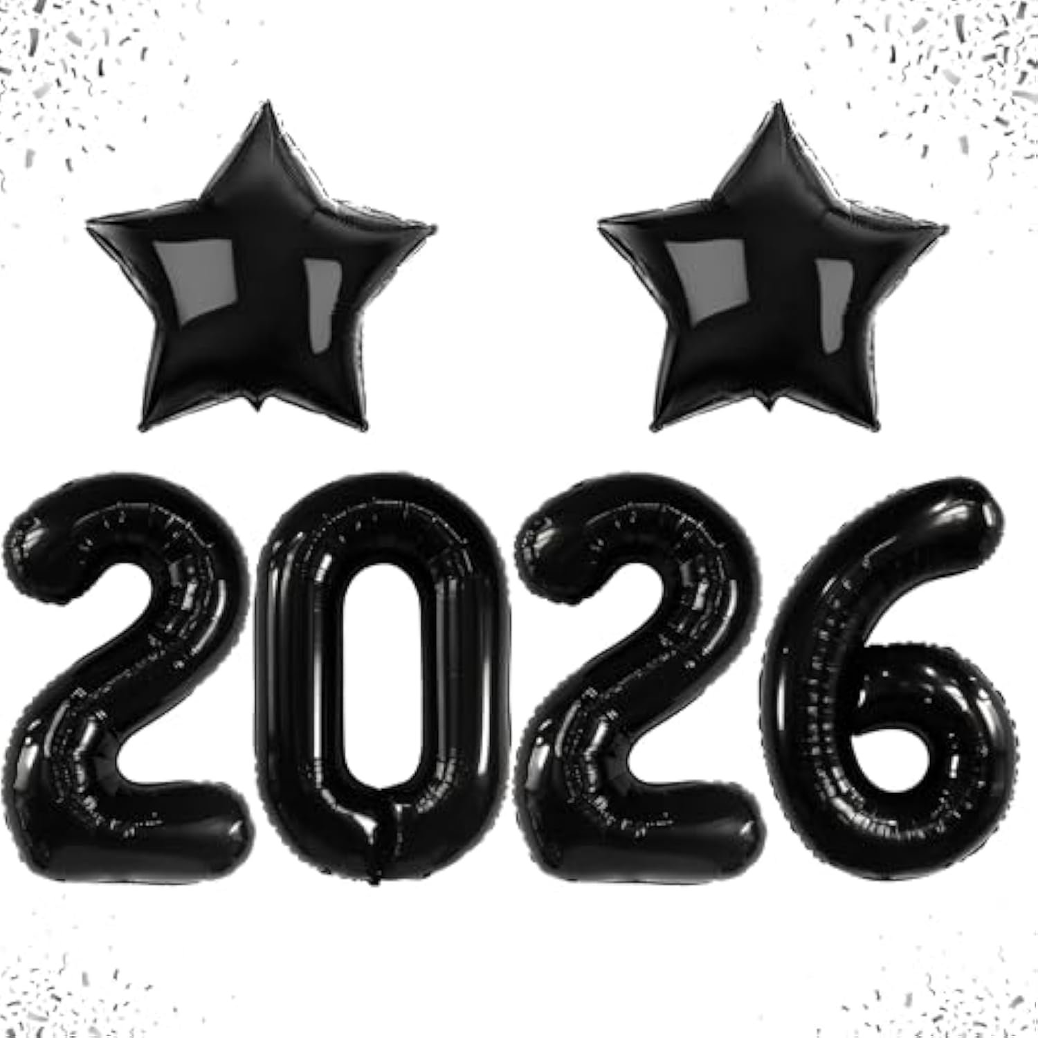 42-Inch Giant Black 2026 Number Balloons Bold NYE Party Decorations