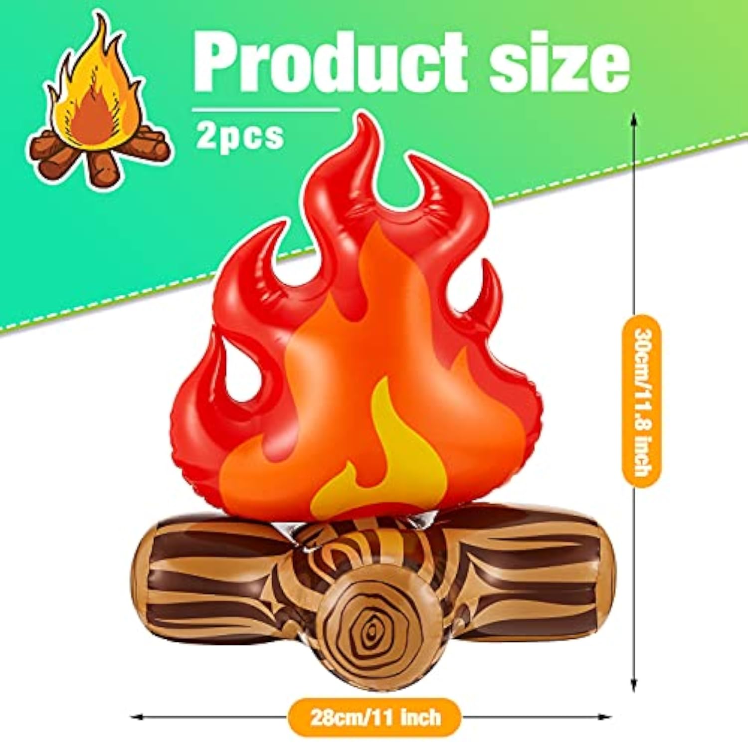 2 Pieces 18 Inch Inflatable Fake Campfire Camping Props Bonfire Party Decor Campfire Party Decorations Artificial Flame For Indoor Camping Overnight And Scene Setting