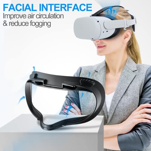Facial Interface & Face Cover Pad For Oculus Quest 2, Sweat-Proof Pu Foam Cushion - Vr Accessories For Meta Quest 2, Compatible With Oculus Quest 2 Original Spacer