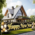 , Happy New Year Banner 2025, Large - 120X20 Inch Happy New Year Yard Sign | Happy New Year Decorations 2025 | New Years Banner For New Years Decorations | New Years Eve Party Supplies 2025