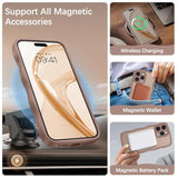 Iphone 15 Pro Max Case,Magnetic Slim Magsafe Curly Wave Edge Translucent Matte Back Foldable Ring Holder Kickstand Shockproof Protective Phone Cover For Iphone 15 Pro Max 6.7", Desert Titanium