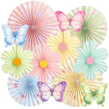 Spring Flower Decorations Pastel Paper Flower Butterfly Decoration Spring Garden Hanging Flower Paper Fans Butterfly Party Decorations For Wall Office Classroom Women Birthday Baby Shower Easter