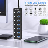 Usb Hub, 7 Port Usb Hub 3.0 With 4Ft Usb Long Cable Multiple Port,Individual U
