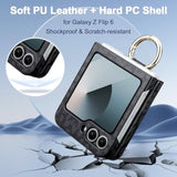 For Samsung Galaxy Z Flip 6 Case With Ring, Soft Pu Leather Full Body Anti-Scratch Shockproof Protective Slim Flip 6 Phone Case For Galaxy Z Flip 6 For Women Girls, 5G 2024 Leopard Black