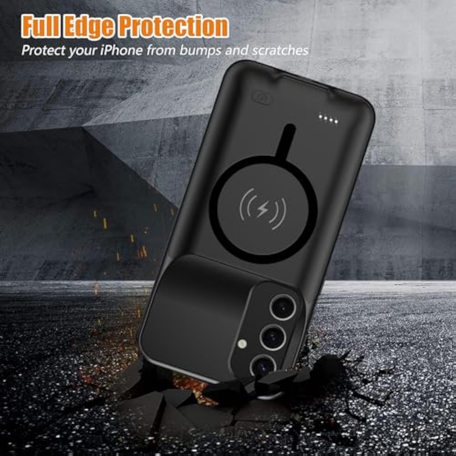 Battery Case For Galaxy S24 Plus,High Capacity 12000Mah Extended Portable Protective Charging Case Backup Compatible With Galaxy S24 Plus Wireless Charger Case With 1X Screen Protector & Cable-Black