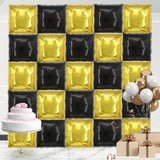 Square Aluminum Foil Balloon Wall Backdrop, 25 Pieces Gold And Black Double-Sided Balloon Arch Kit, Suitable For Theme Parties, Weddings, Anniversaries And Other Celebration Decorations