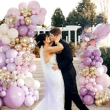 Purple Balloon Arch Kit, 143Pcs Pink, Lavender, Gold Confetti for Parties & Showers
