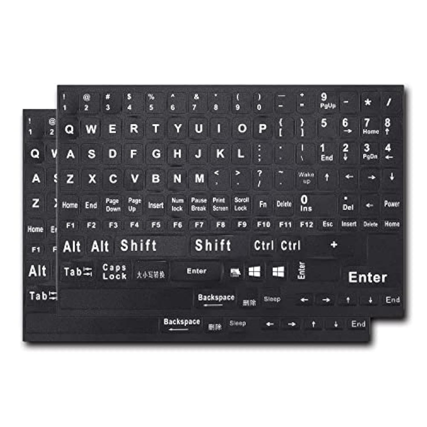 2Pcs English Keyboard Stickers,English Keyboard Replacement Sticker With Black