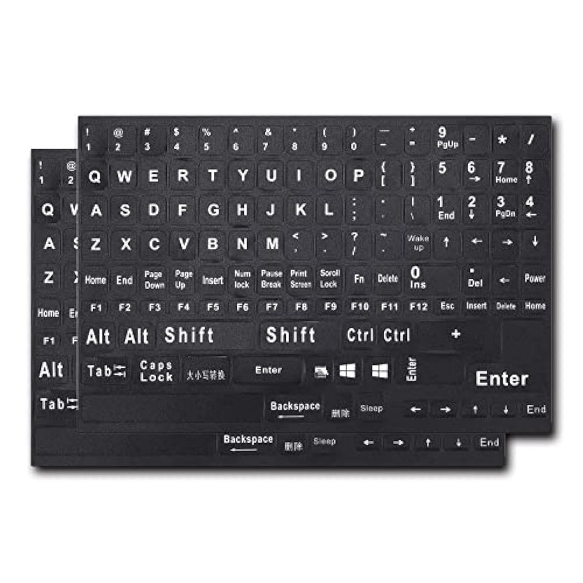 2Pcs English Keyboard Stickers,English Keyboard Replacement Sticker With Black