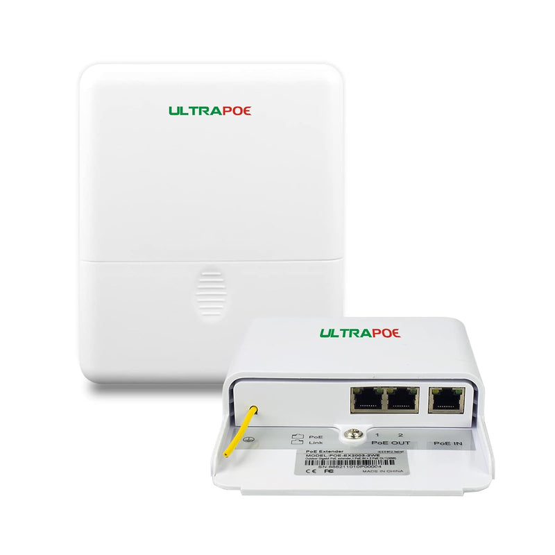 2 Port Gigabit Outdoor Poe Extender, Up To 100M/330Ft, Ethernet Switch 2 Port