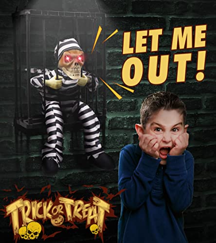 Animated Halloween Decorations with Infrared Sensor, Skull Prisoner