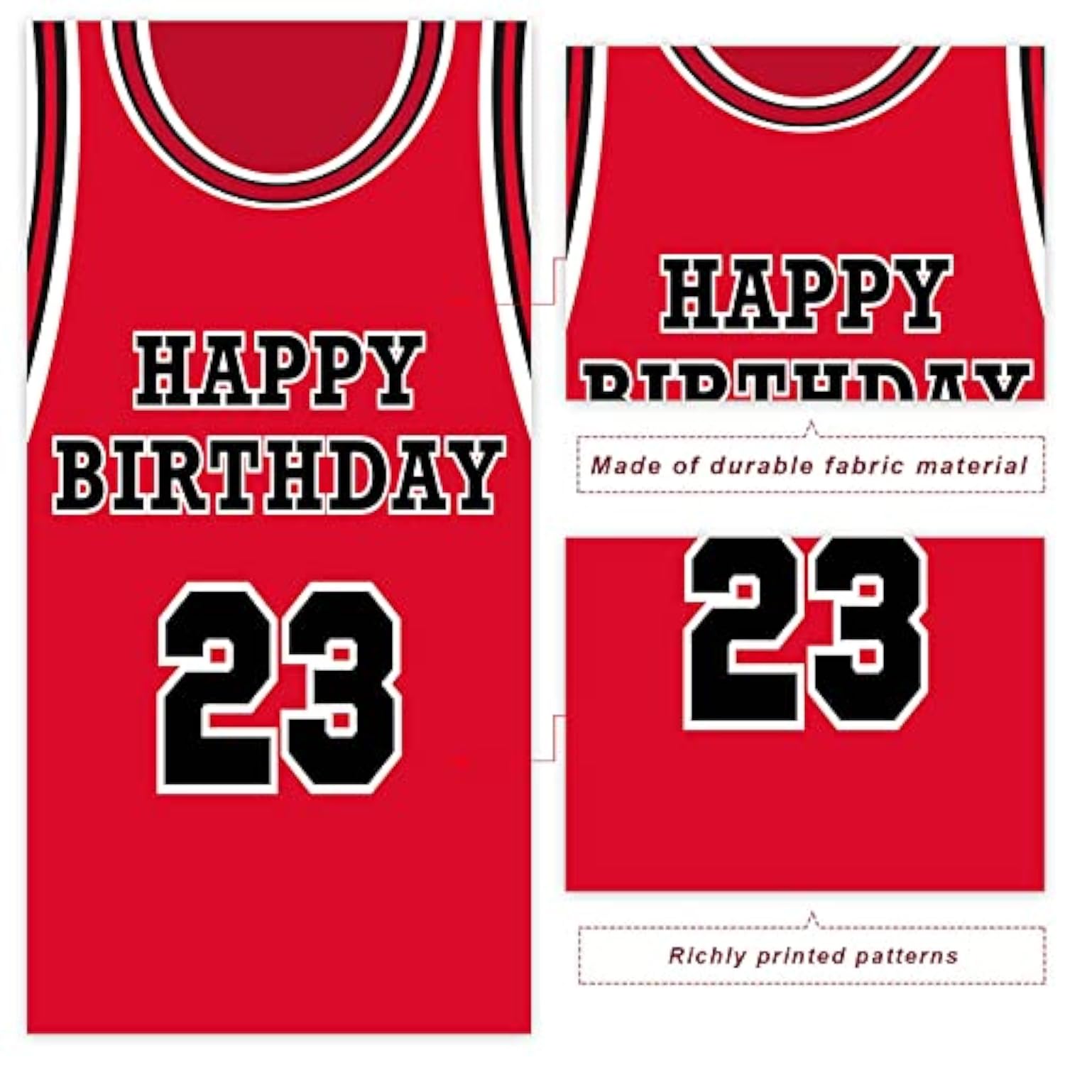 Happy Birthday 23 Banner Backdrop Background Red Basketball Star Player Sports Theme Decor For Man Boy 1St Birthday Party Baby Shower Photo Booth Props Favors Supplies Decorations