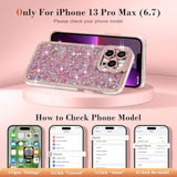 For Iphone 13 Pro Max Case Glitter, Luxury Bling Sparkly Rhinestone Diamonds Cover Compatible With Magsafe For Women Girls Shockproof Protective Phone Case For Iphone 13 Pro Max 6.7", Pink