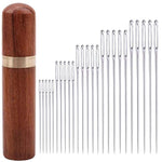 25Pieces Hand Sewing Big Eye Needles Sharp Needle?With Solid Wood Needle Case For