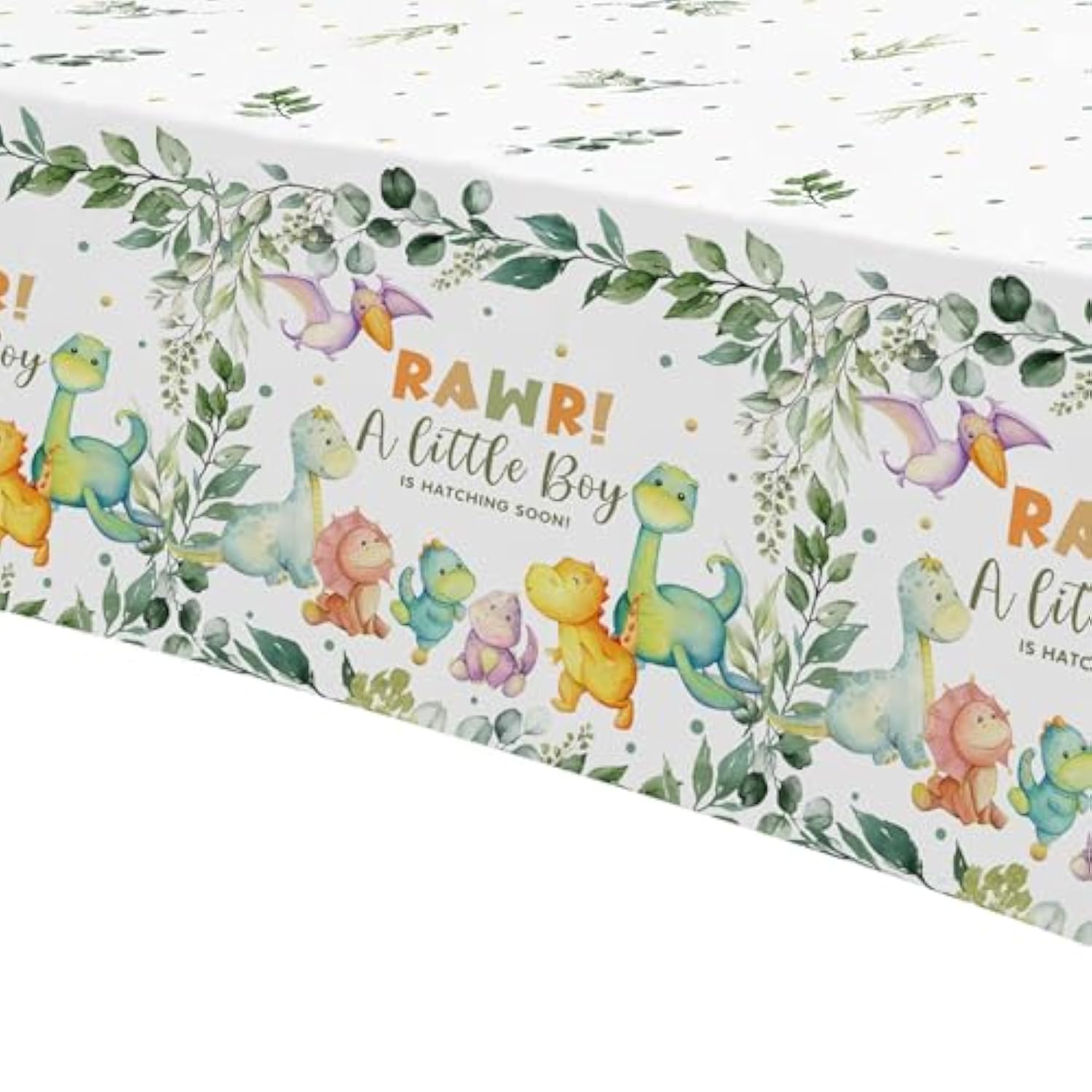 Dinosaur Baby Shower Decorations Tablecloth, 3 Pack Disposable Dino Theme Baby Boy Party Tablecover Supplies, 86In X 55In