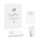 Minimalist How Old Were The Bride And Groom Game, Guessing The Age Photo Game, Bridal Shower Wedding Shower Game (1 Sign And 30 Cards)-Bng10