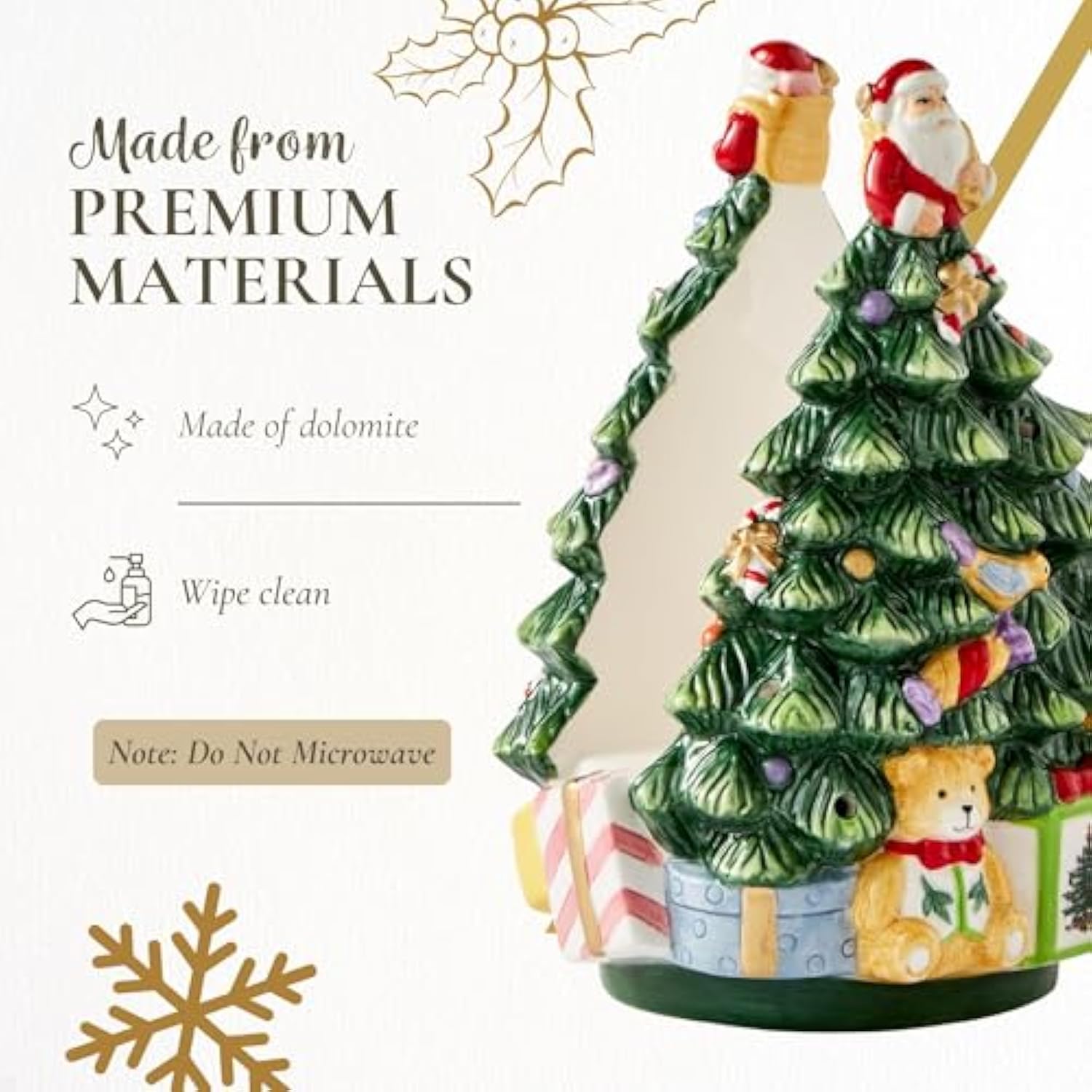 Christmas Tree Figural Napkin Holder, Holiday Organizer For Dining Table, Kitchen - Beautiful Ceramic Storage & Festive Table Accessory - Christmas Celebrations & Home Decoration