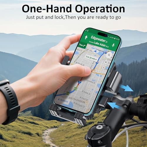 Bike Phone Holder, Handlebar Phone Mount for Bike and Motorcycle, Electric Scooter Mountain Bike, Adjustable Cell Phone Holder,Secure Holder for