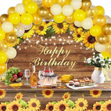 Sunflower Party Decor Kit with Balloons, Banner, Tablecloth & Garland for Birthday/Wedding